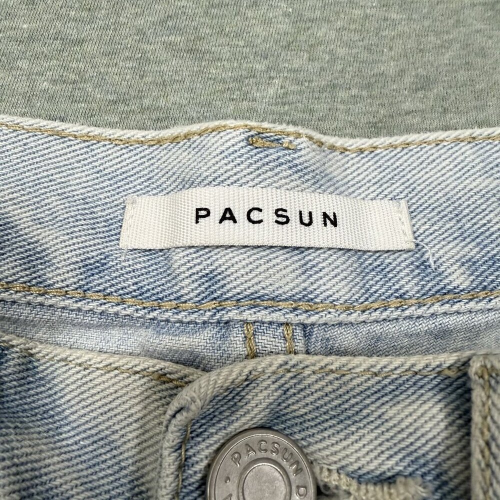 Pacsun Ultra High Rise Vintage Short Women's 24 Blue Cotton Distressed Festival - Picture 3 of 8